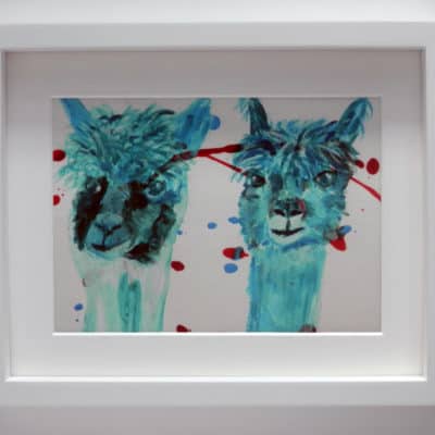 Blue alpacas art print