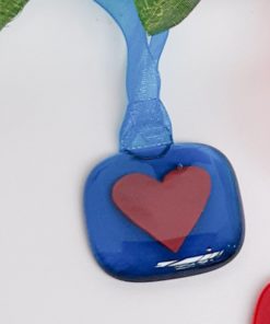 blue glass with copper heart 1