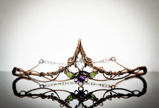 elven quartz copper wire tiara crown