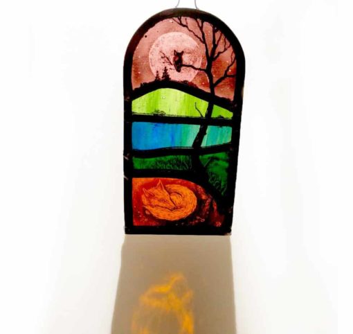 fox landscape stained glass