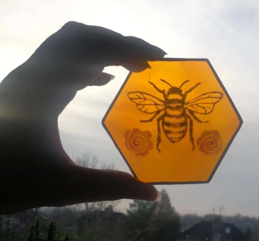 golden bee stained glass