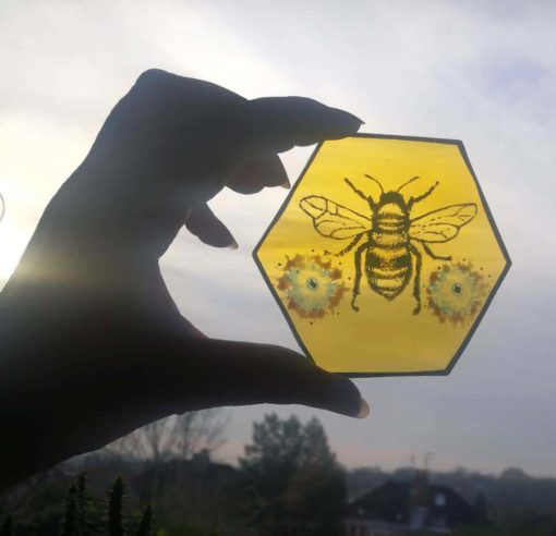 honey bee stained glass