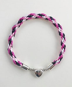 kumihimo bracelet in black white pink 1