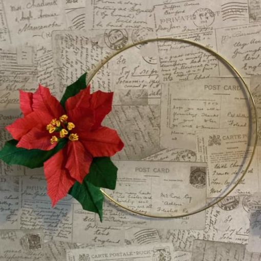 red poinsettia minimlist wreath