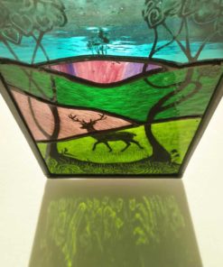 stag landscape stained glass