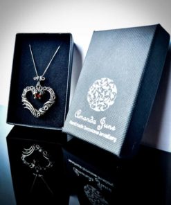 sterling silver garnet heart pendant wire wrapped 1