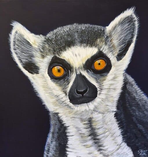 Original Painting Lemur - The Silk Purse Guild