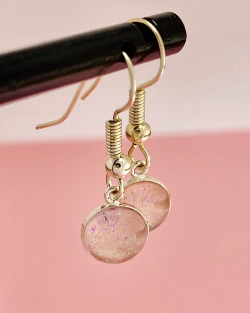 Pink sparkly earrings 4