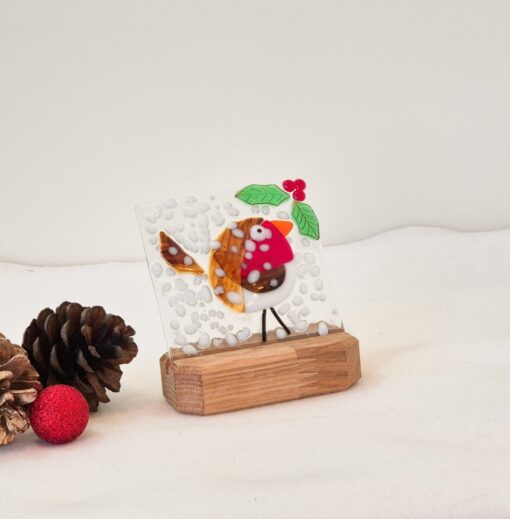 Fused Glass Christmas Robin