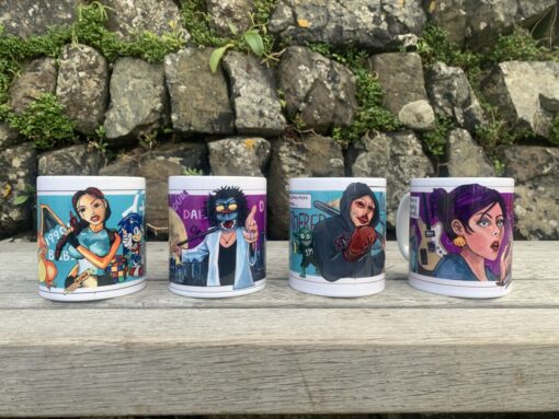 Set of 4 Ren customised kicks design mugs