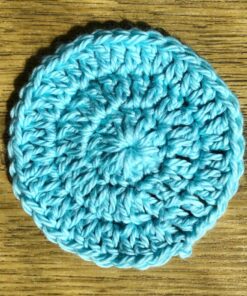 Set of 7 eco-friendly face scrubbies. A different colour for every day of the week. This shows a blue one