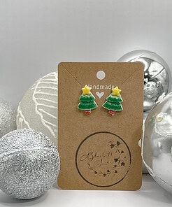 A pair of Christmas tree stud earrings