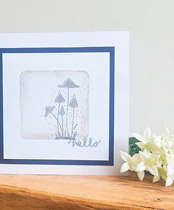 Greeting card with hand-drawn mushrooms and 