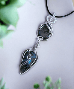 Unique black and white striped stone pendants; custom artisan jewellery with natural striped stone.