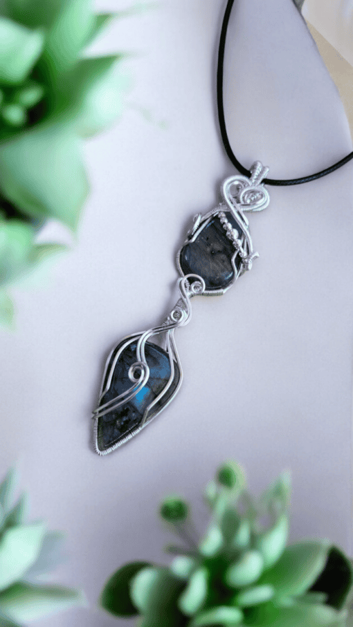 Unique black and white striped stone pendants; custom artisan jewellery with natural striped stone.