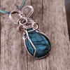 Elegant wire wrap pendant featuring a blue stone, perfect for unique wire wrapped pendant gifts and one-of-a-kind wire wrap pendants.