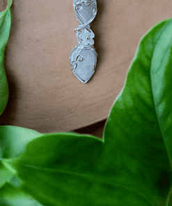 Custom pendant with white stone, featuring intricate details, natural white gemstone jewellery, personalised white stone gift.